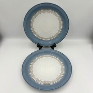 Denby Castile Blue Pattern SET OF 2 Salad Plates 9-1/8" Stoneware England Vtg